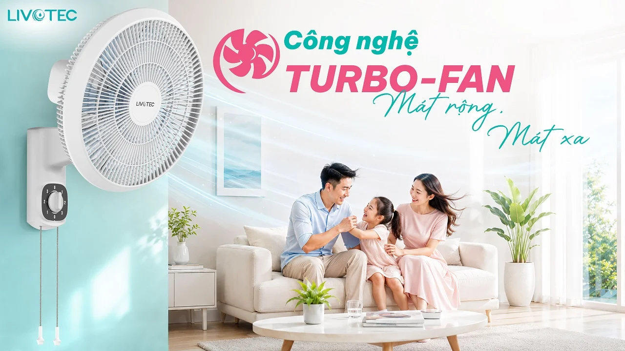 Công nghệ Turbo-Fan trên quạt treo tường Livotec W-300