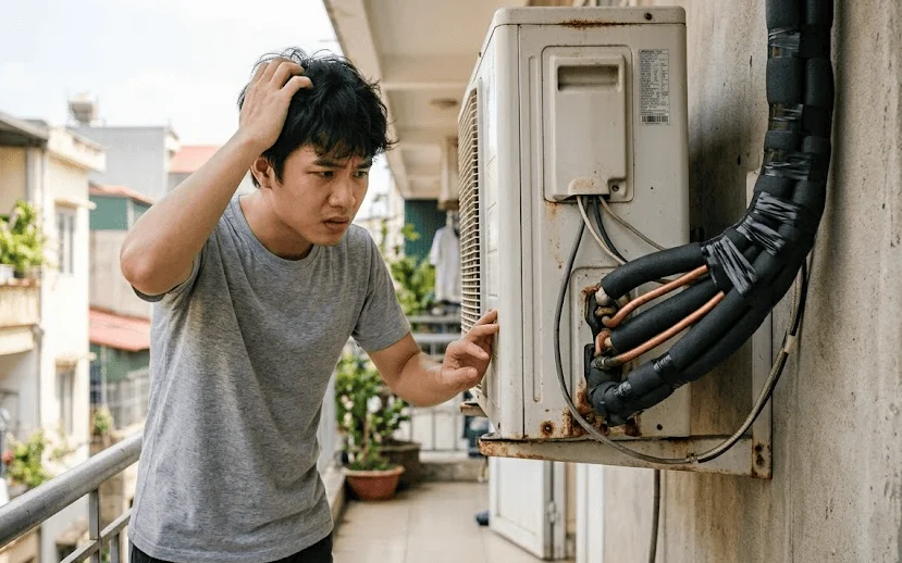 Điều hòa bị lắp đặt sai kỹ thuật hoặc thiếu chuẩn