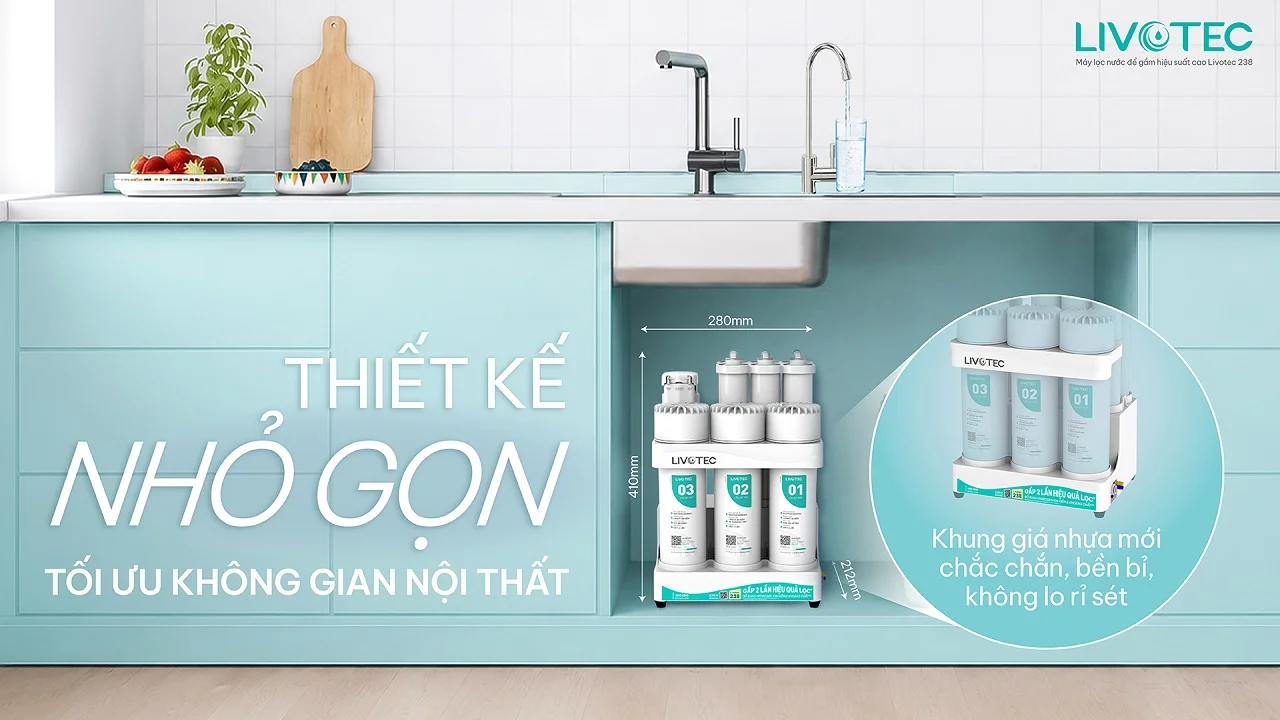 Máy lọc nước để gầm Livotec 238 thiết kế nhỏ gọn tối ưu
