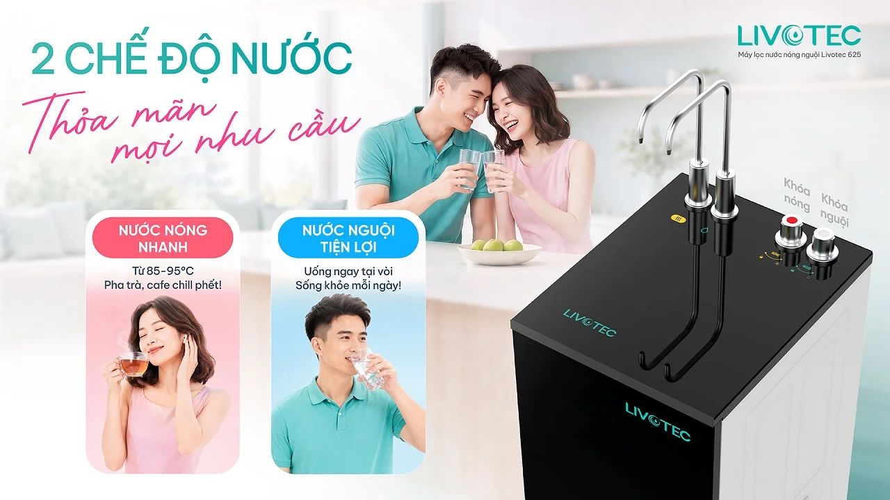 Livotec 625 cung cấp 2 chế độ nước với 2 vòi riêng biệt