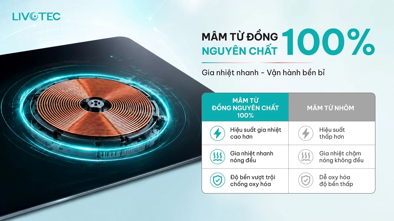 Livotec LIO-666VT mâm từ đồng nguyên chất 100%