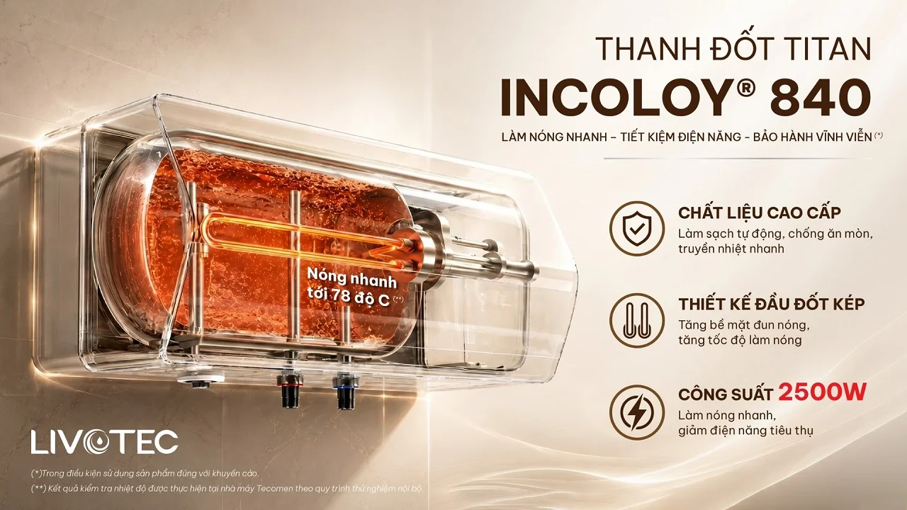Livotec LWH-I20A26S thanh đốt Titan Incoloy 840