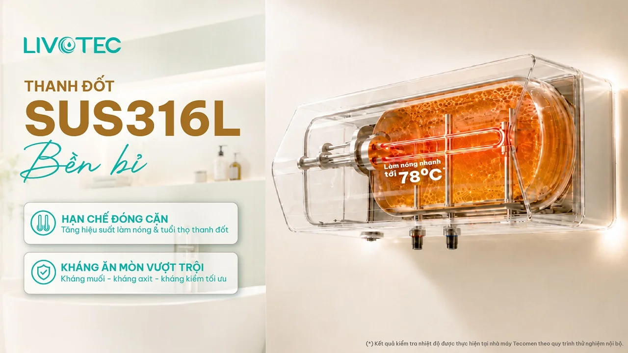 Bình nước nóng gián tiếp Livotec LWH-I30T26 thanh đốt SUS316L gia nhiệt nhanh