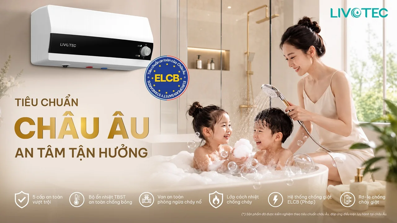 Bình nước nóng gián tiếp Livotec LWH-I30X26 5 lớp an toàn chuẩn Châu Âu
