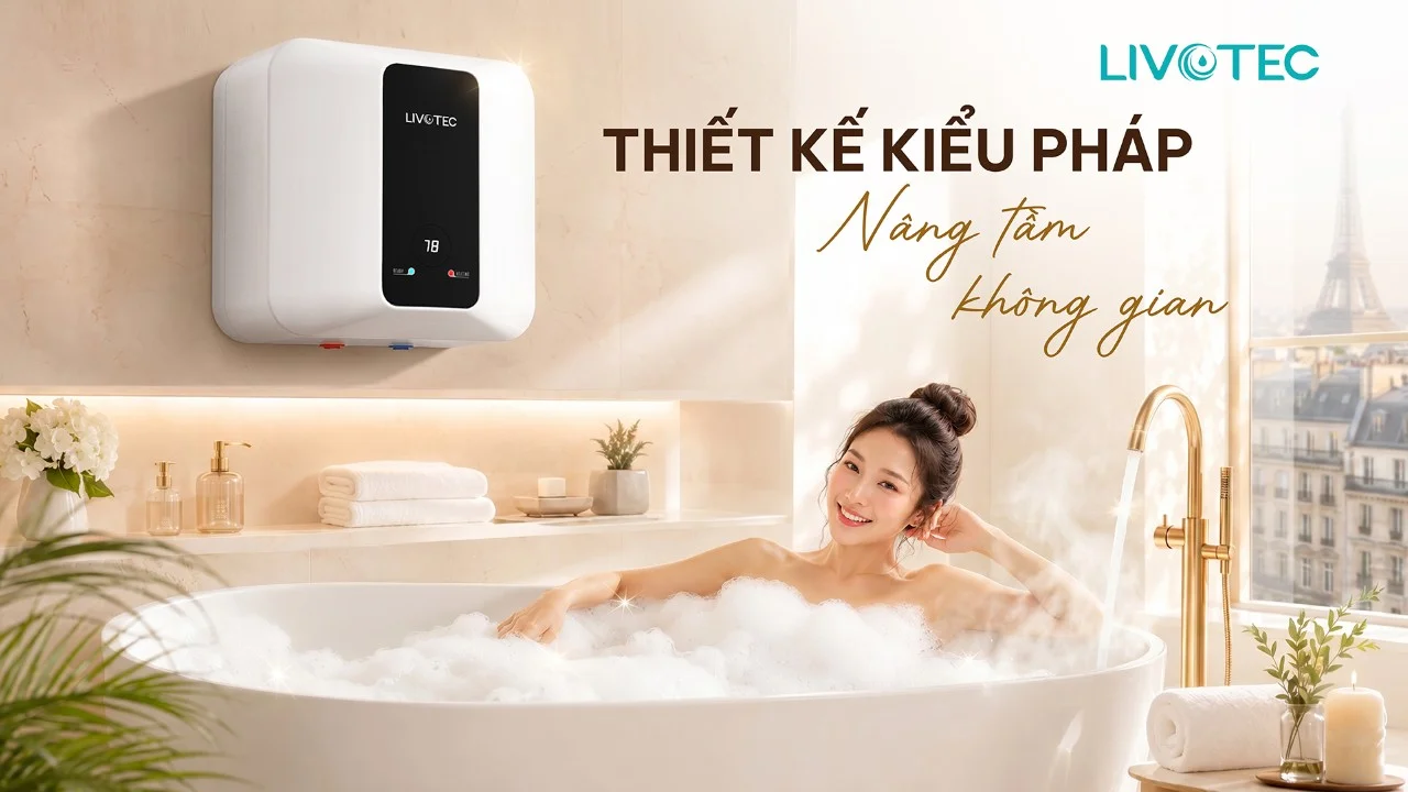 Bình nước nóng Livotec LWH-V20A26S thiết kế hiện đại sang trọng