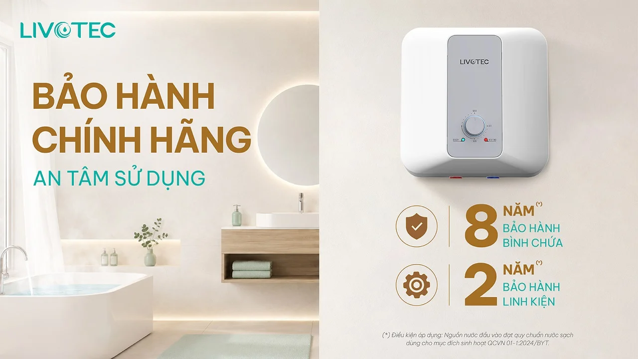 Bình nước nóng gián tiếp Livotec LWH-V20B26 bảo hành chính hãng an tâm sử dụng