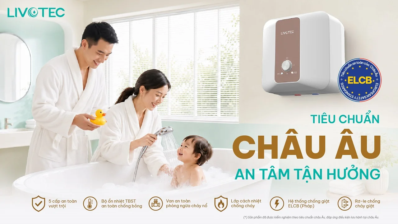 Bình nước nóng gián tiếp Livotec LWH-V20T26 hệ thống 5 cấp an toàn chuẩn Châu Âu