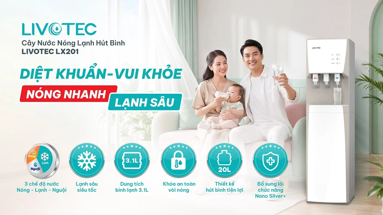 cây nước nóng lạnh Livotec LX201 nóng nhanh lạnh sâu