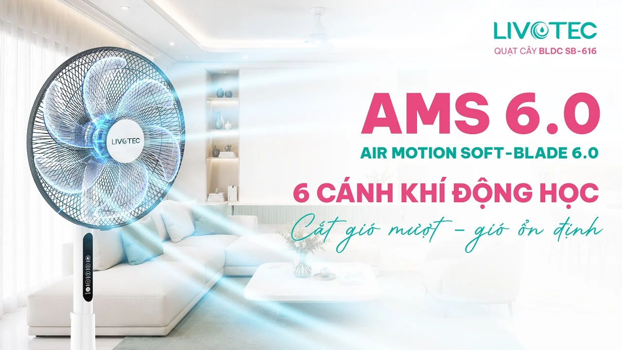 Quạt cây Livotec SB-616 công nghệ AMS 6.0 cho gió lan tỏa đều