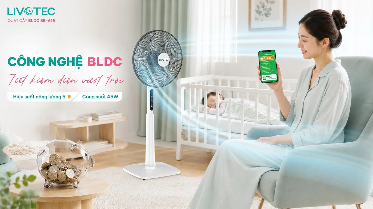 Quạt cây Livotec SB-616 tiết kiệm điện hiệu quả