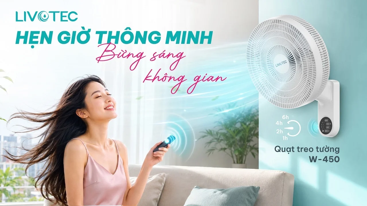 Quạt treo tường Livotec W-450 hẹn giờ thông minh