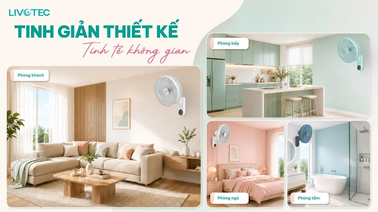Quạt treo tường Livotec W-150 thiết kế tinh giản