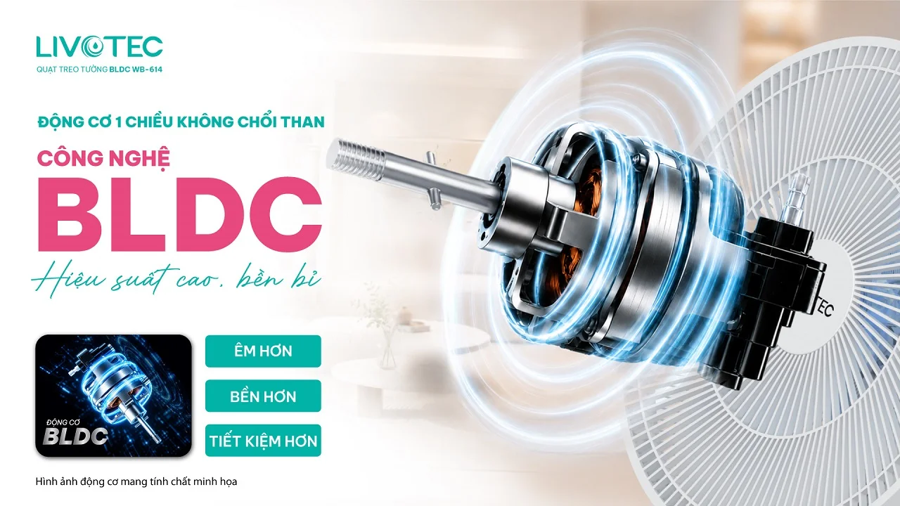 Livotec WB-614 động cơ BLDC vận hành êm và tiết kiệm điện