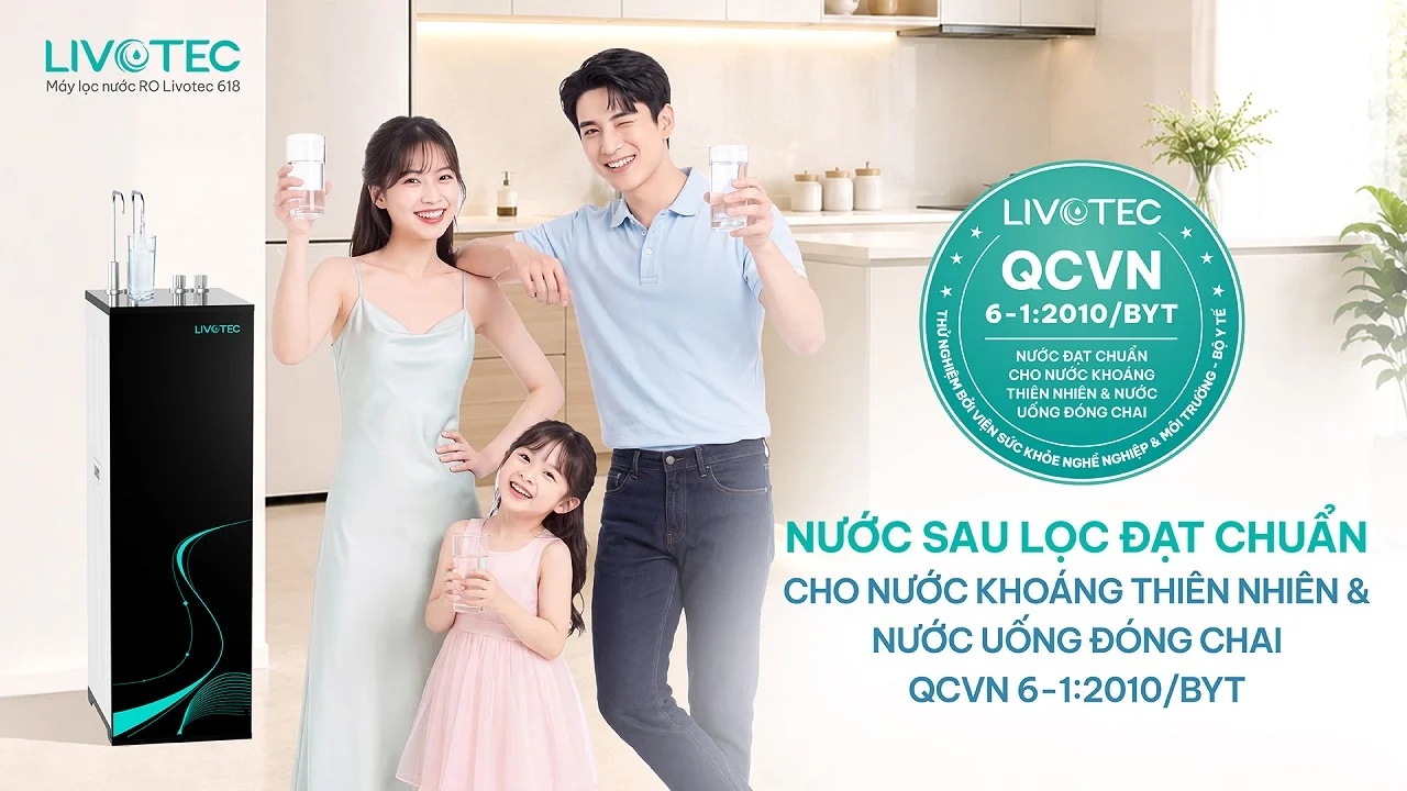 Máy lọc nước RO Livotec 618 nước sau lọc đạt chuẩn QCVN 6-1:2010/BYT