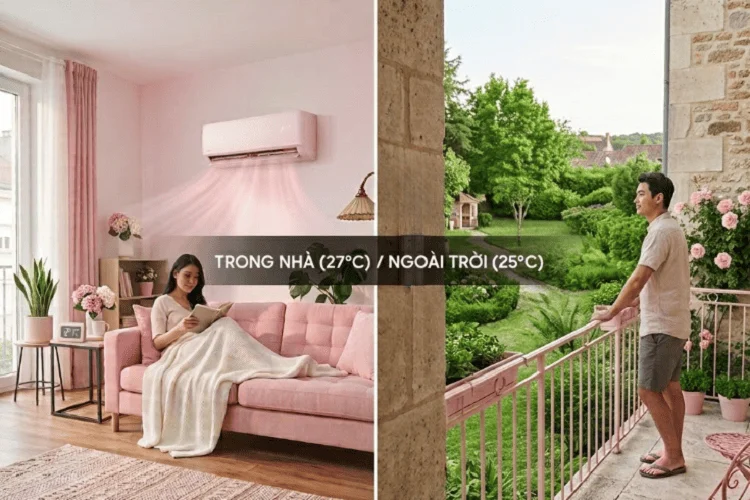 Nhiệt độ ngoài trời thấp hơn điều hòa