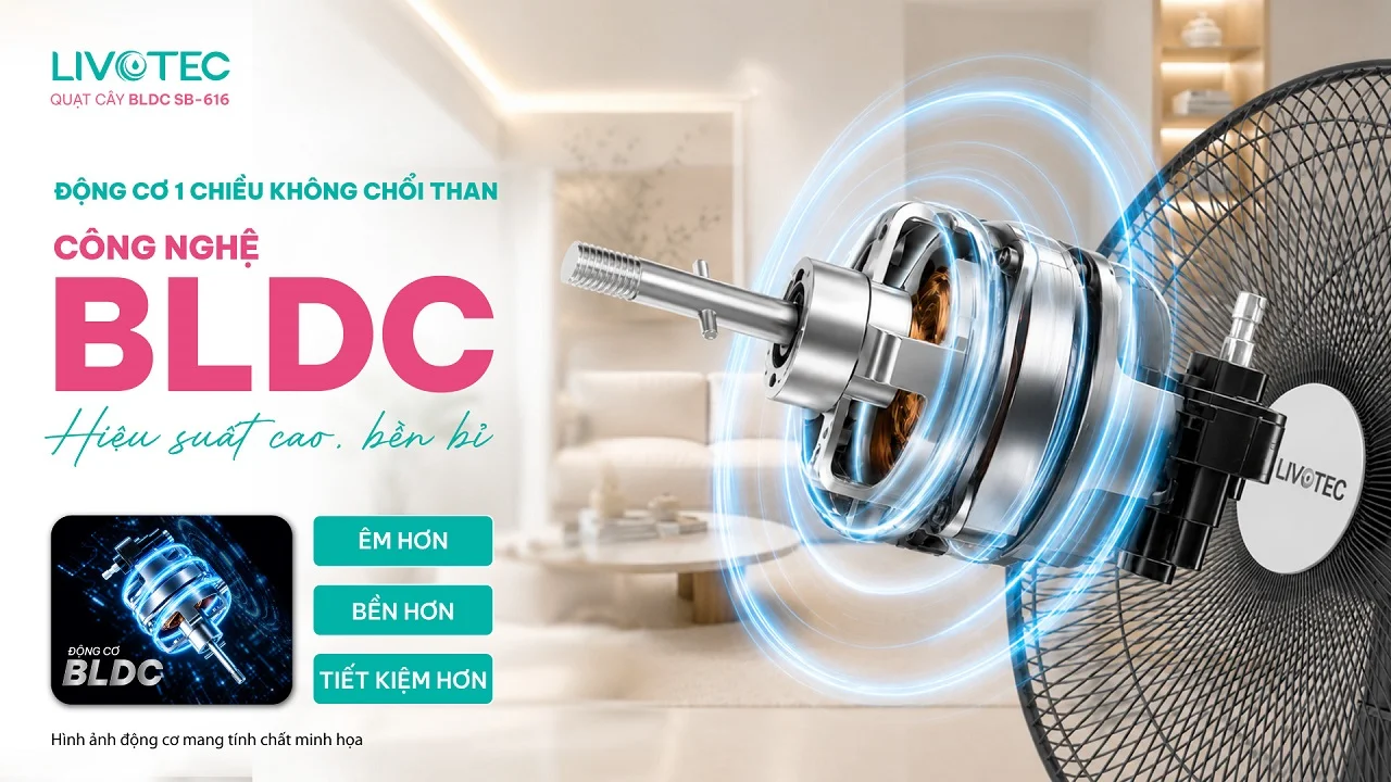 Quạt cây Livotec SB-616 động cơ BLDC vận hành êm