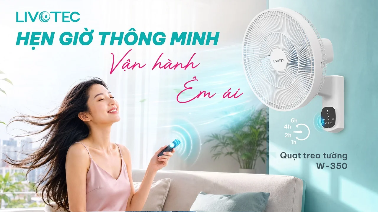 Quạt treo tường Livotec W-350 hẹn giờ thông minh