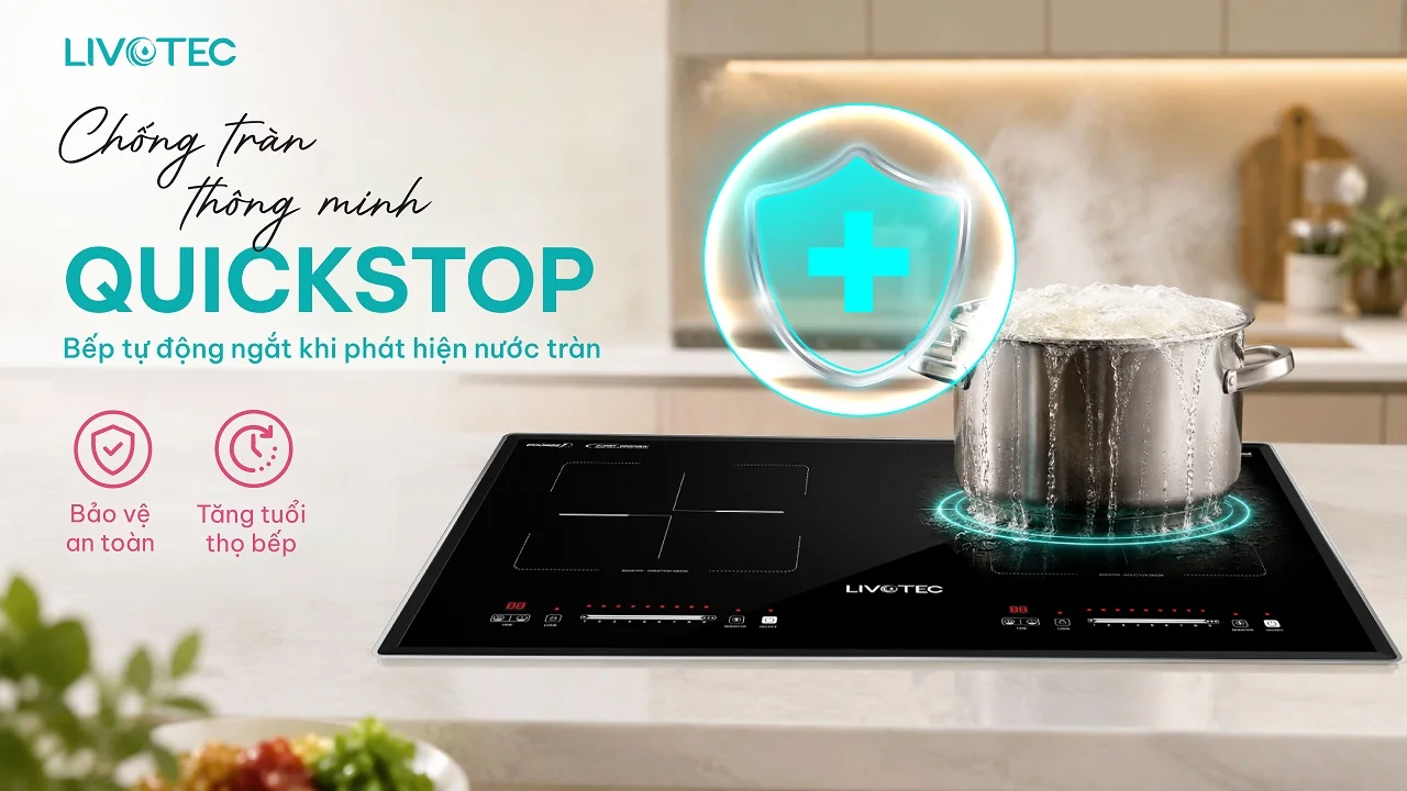 Quickstop trên bếp từ đôi Livotec LIO-666VT