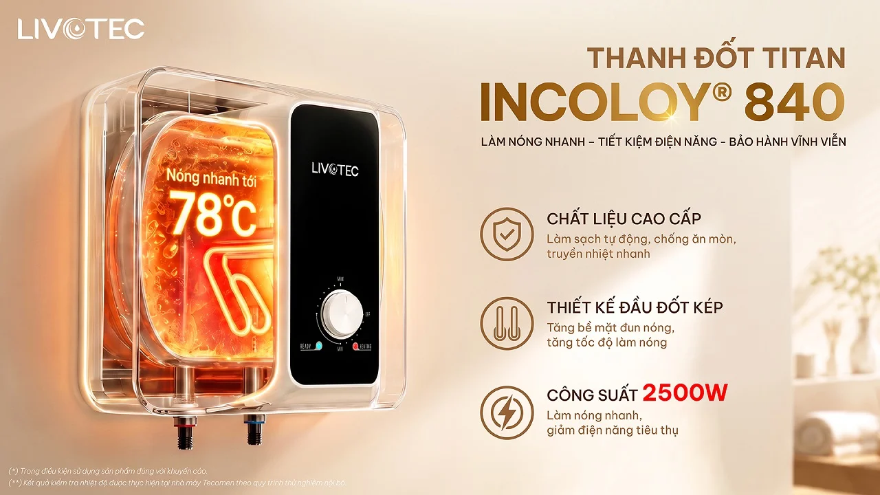 Thanh đốt Titan Incoloy® 840 làm nóng nhanh, hạn chế bám cặn canxi