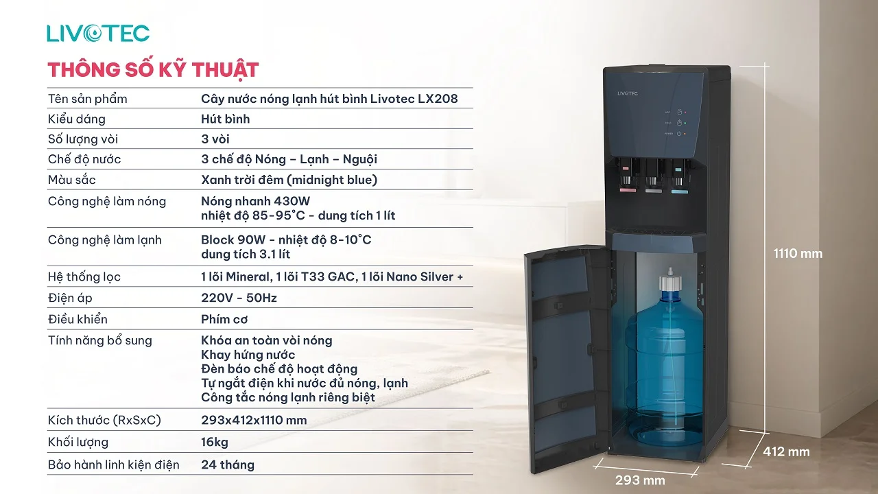 Thông số kỹ thuật Livotec LX208