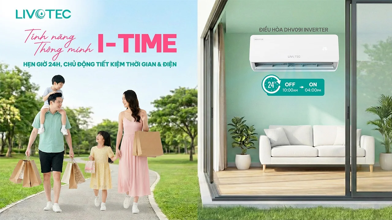 Điều hòa một chiều Livotec DHV09I Inverter I-Time chủ động hẹn giờ
