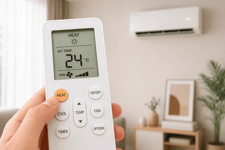 Chế độ HEAT được bật trên điều hòa