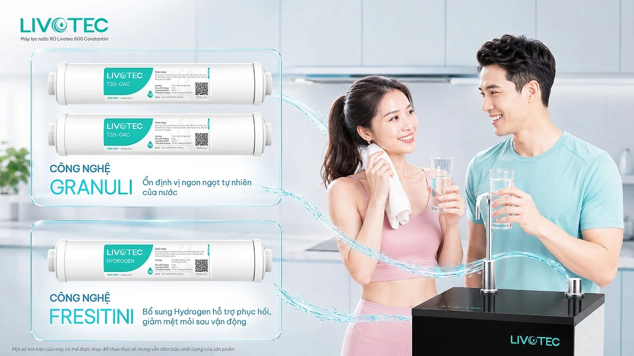 Máy lọc nước Livotec 600 Constantini công nghệ Granuli và công nghệ Fresitini