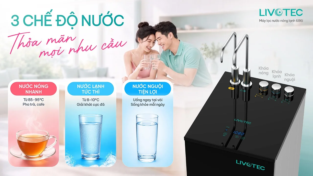 Livotec 686i với 3 chế độ nước linh hoạt cho nhu cầu hằng ngày
