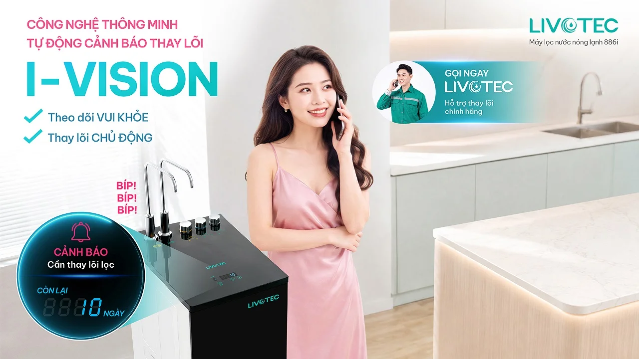 Livotec 886i công nghệ I-Vision bổ sung gấp 2 Hydrogen Ion kiềm