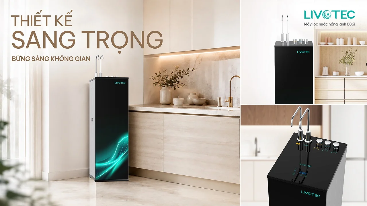 Máy lọc nước nóng lạnh Livotec 886i thiết kế hiện đại kiểu dáng trẻ trung