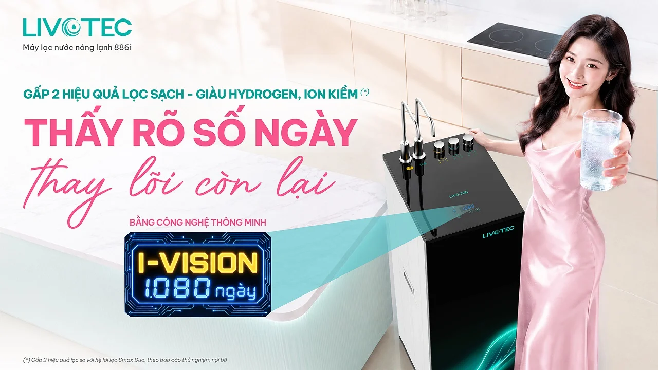 Máy lọc nước nóng lạnh Livotec 886i I-Vision thông minh 12 lõi