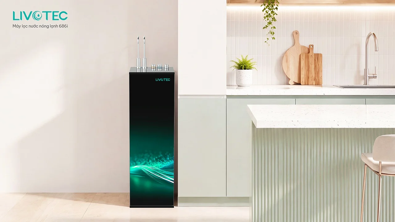 Phối cảnh máy lọc nước nóng lạnh Livotec 686i