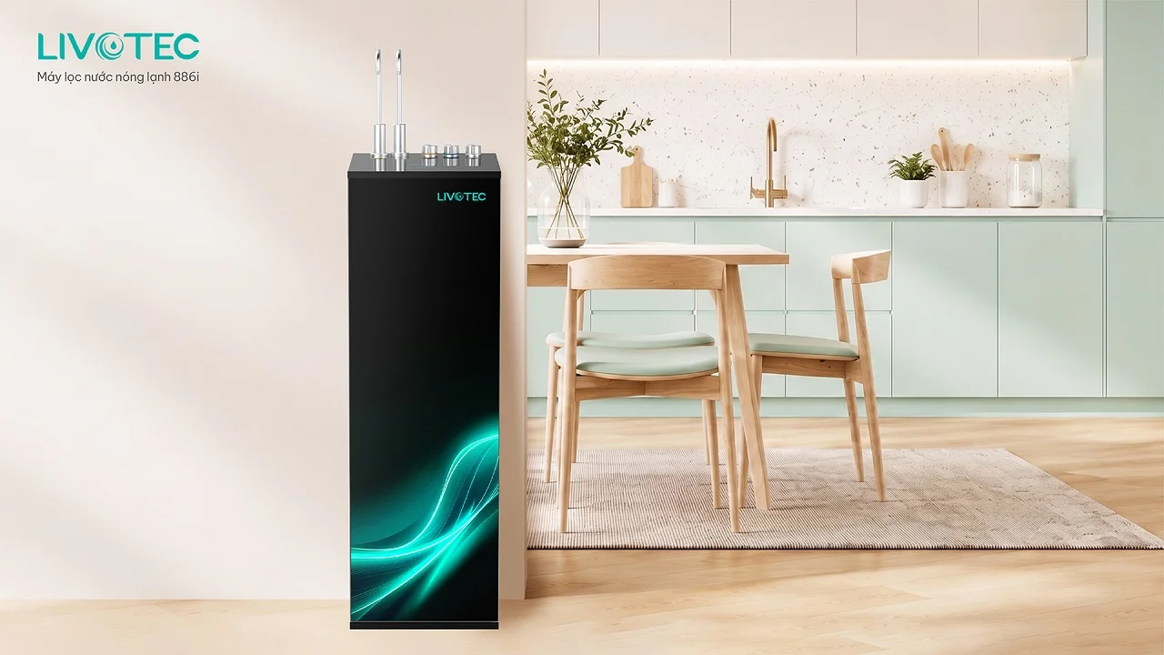 Phối cảnh máy lọc nước nóng lạnh Livotec 886i