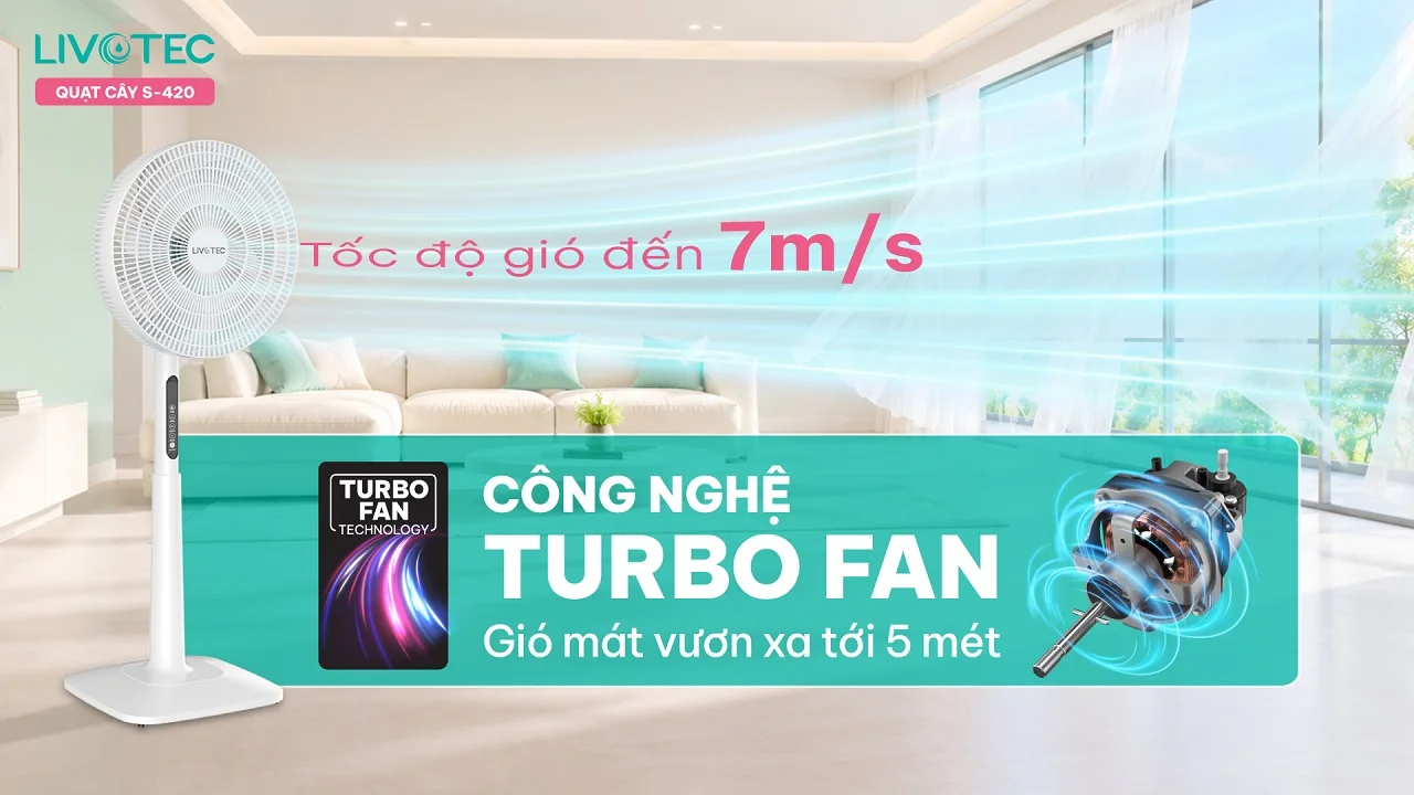 Livotec S-420 công nghệ Turbo-Fan cho gió xa đến 5 mét