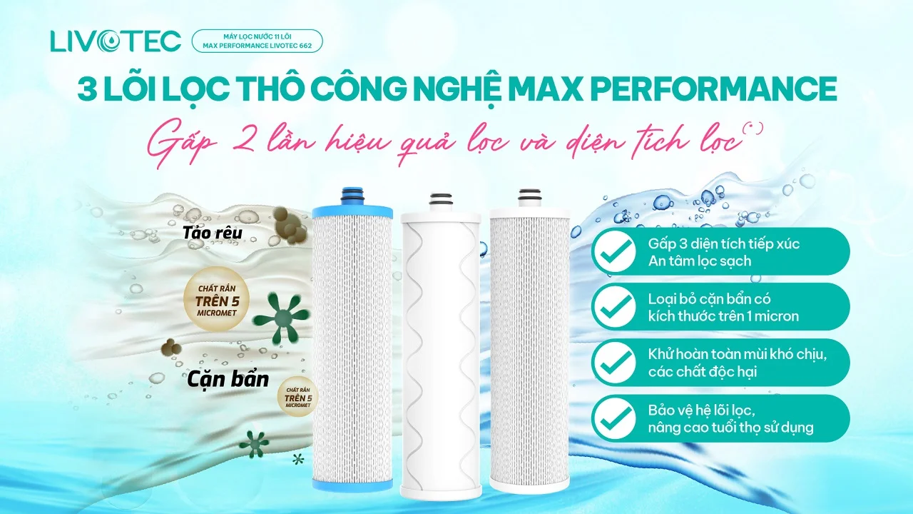 Livotec 662 sử dụng 3 lõi thô Max Performance bền bỉ và tăng tuổi thọ