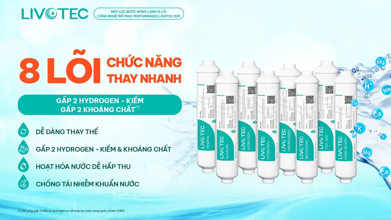 Livotec 828 8 lõi chức năng bổ sung Hydrogen và khoáng chất