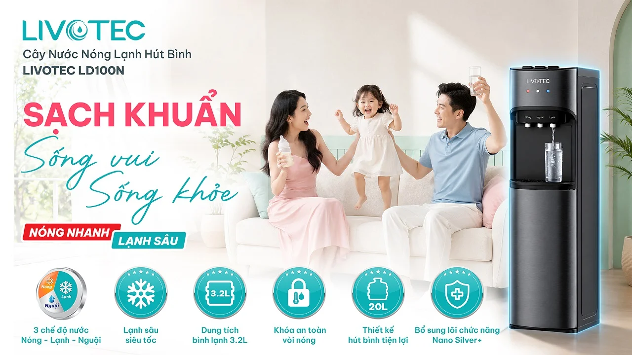 Cây nước nóng lạnh hút bình Livotec LD100N chính hãng