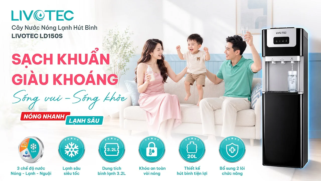 Cây nước nóng lạnh hút bình Livotec LD150S