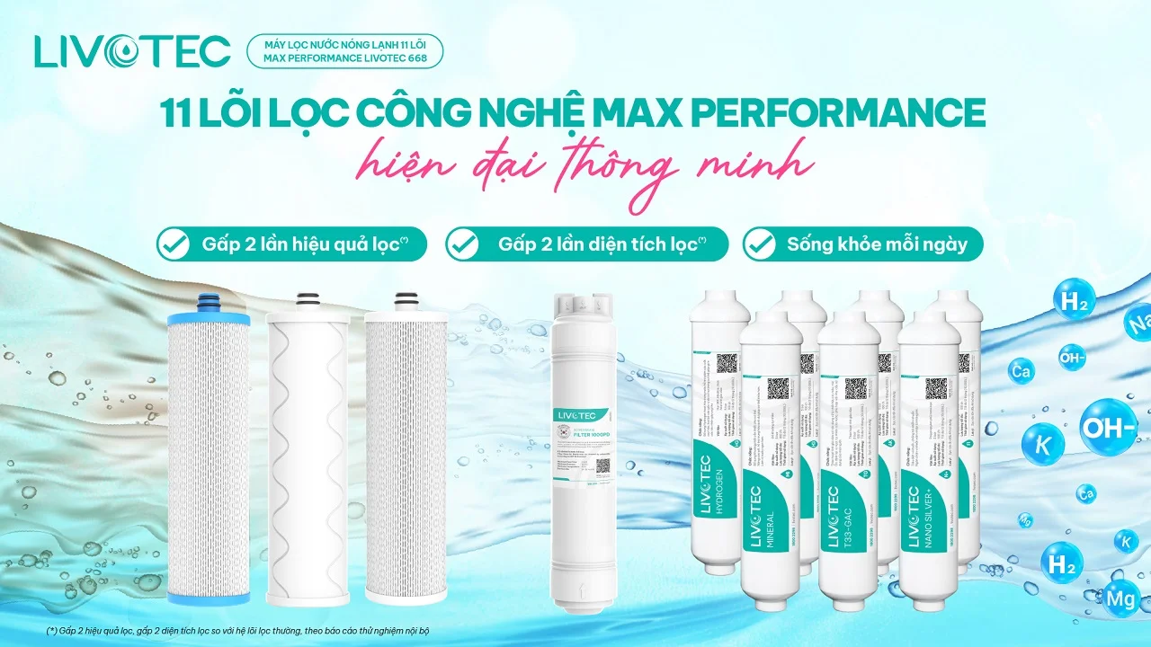 Livotec 668 sở hữu hệ 11 lõi lọc Max Performance hiệu suất cao