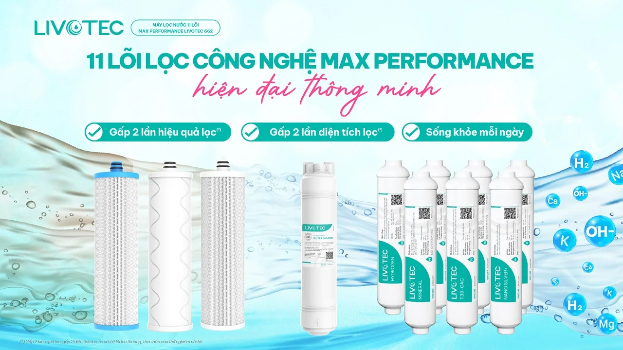 Livotec 662 trang bị 11 lõi lọc Max Performance cho hiệu quả tối ưu