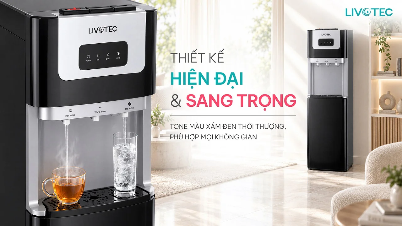 Kiểu dáng hiện đại của cây nước nóng lạnh Livotec LD150S