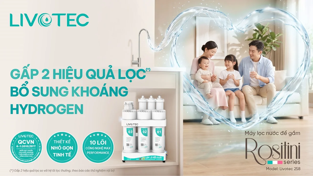 Máy lọc nước để gầm hiệu suất cao Livotec 258 bổ sung Hydrogen