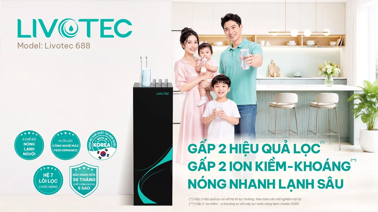 Livotec 688 bổ sung gấp 2 ion kiềm và khoáng cho nước uống mỗi ngày