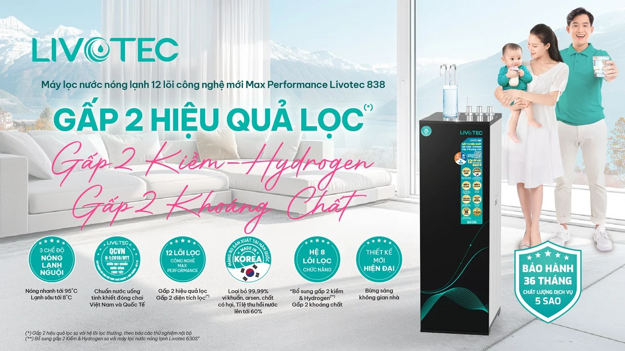 Livotec 838 12 lõi Max-P, tăng gấp 2 khoáng và Hydrogen