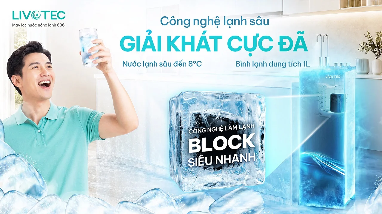Máy lọc nước nóng lạnh Livotec 686i công nghệ Block lạnh sâu