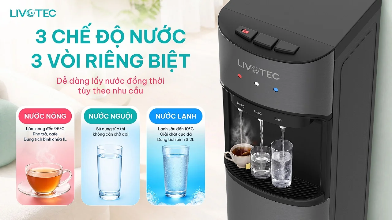 Livotec LD100N trang bị 3 vòi riêng biệt