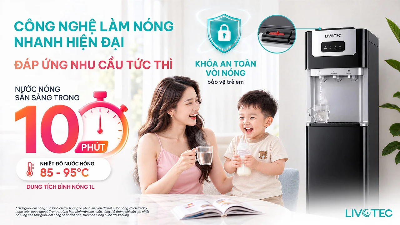 Livotec LD150S làm nóng nhanh đến 95 độ