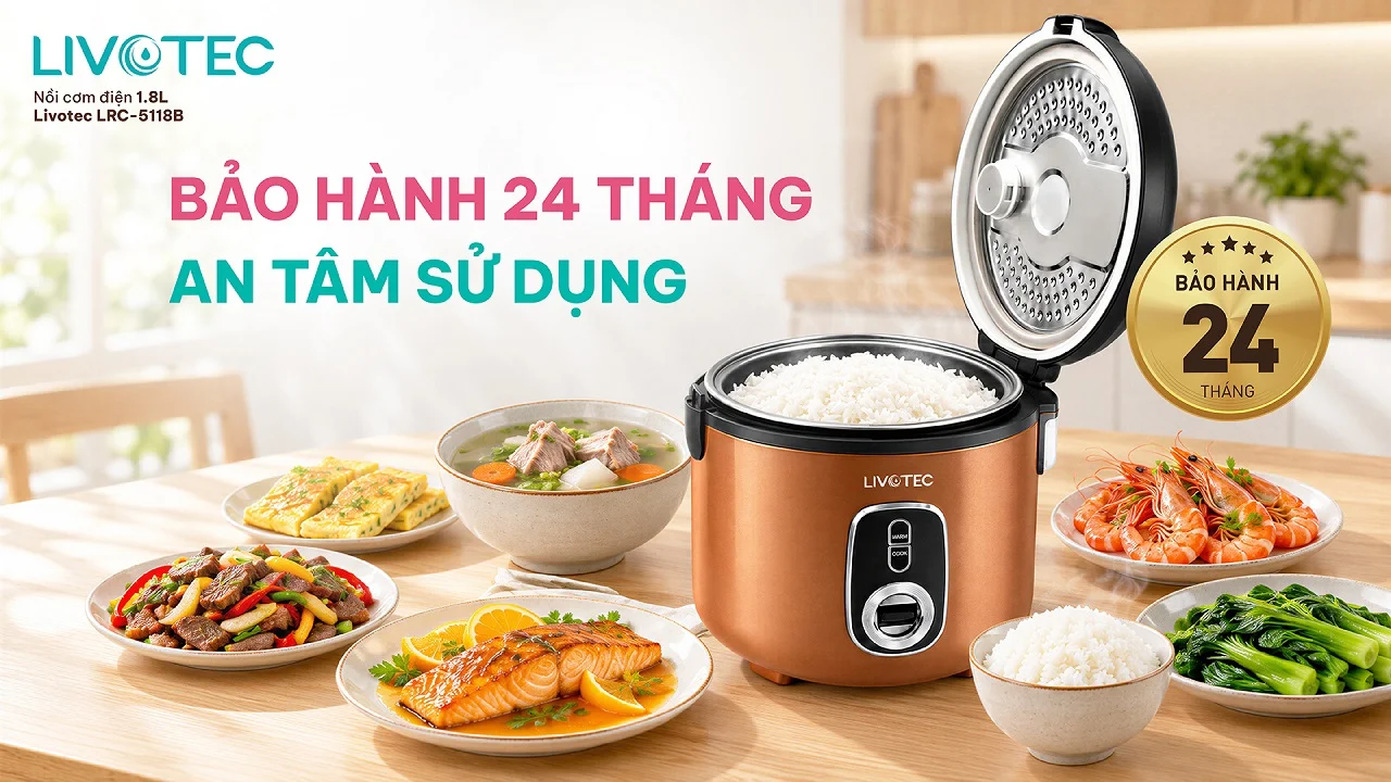 Nồi cơm điện Livotec LRC-5118B bảo hành chính hãng 24 tháng