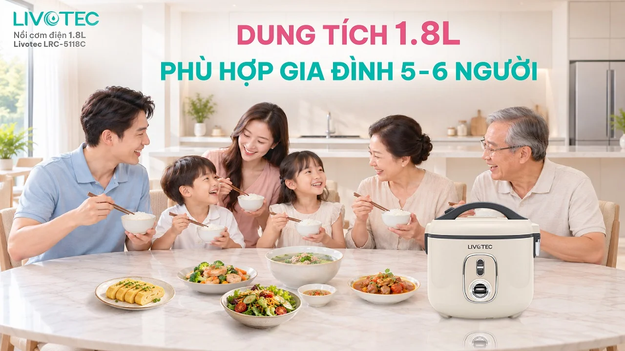 Nồi cơm điện Livotec LRC-5118C dung tích 1.8 lít