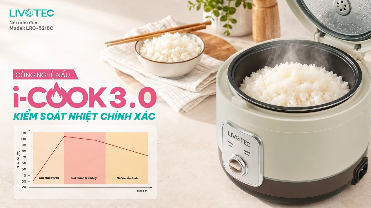 Nồi cơm điện Livotec LRC-5218C công nghệ I-Cook 3.0